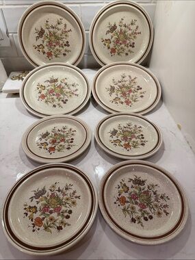 Vintage  Doulton Gaiety LS1014 Stoneware Plates Made in England 8 pcs
